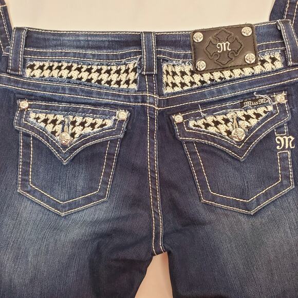 Miss Me Jeans 29 Mid Rise Skinny Houndstooth Sequin Y2k Embroidered Womens Size - Picture 2 of 9